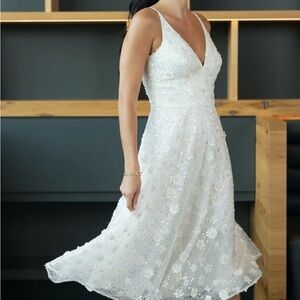 Dress the Population White Floral Elisa Wedding Dress